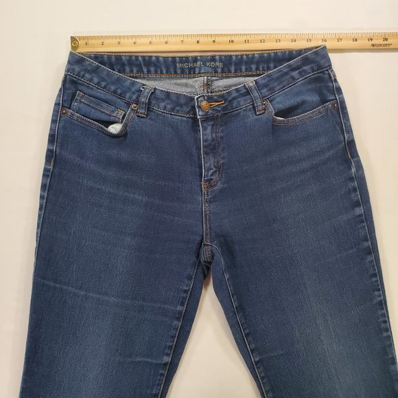 Michael Kors Jeans Women Size 10 Blue Stretch Denim Dark Wash Flare Leg Casual - Picture 10 of 16